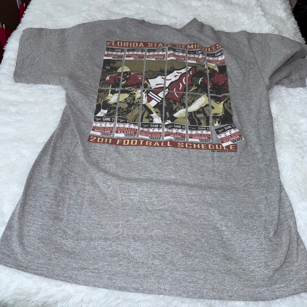Florida State Seminoles 2011 Football Schedule Gray T-Shirt Men's Size‎ M FSU